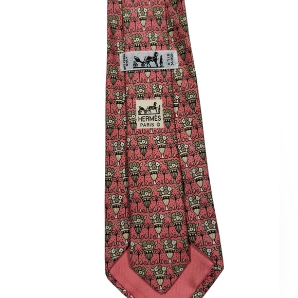 Hermès Paris Floral Bouquet Tie 100% Silk Made in France Luxury Designer Necktie